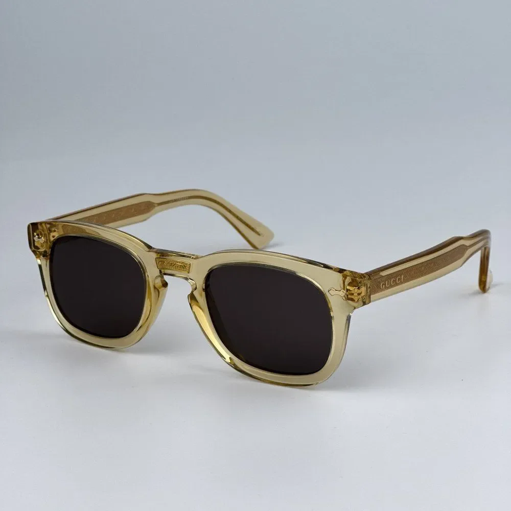 NEW Gucci GG0182S 006 Transparent Brown Grey Square Unisex Sunglasses GG 0182S